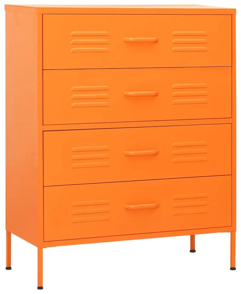 336201 vidaXL Comodă cu sertare, portocaliu, 80x35x101,5 cm, oțel
