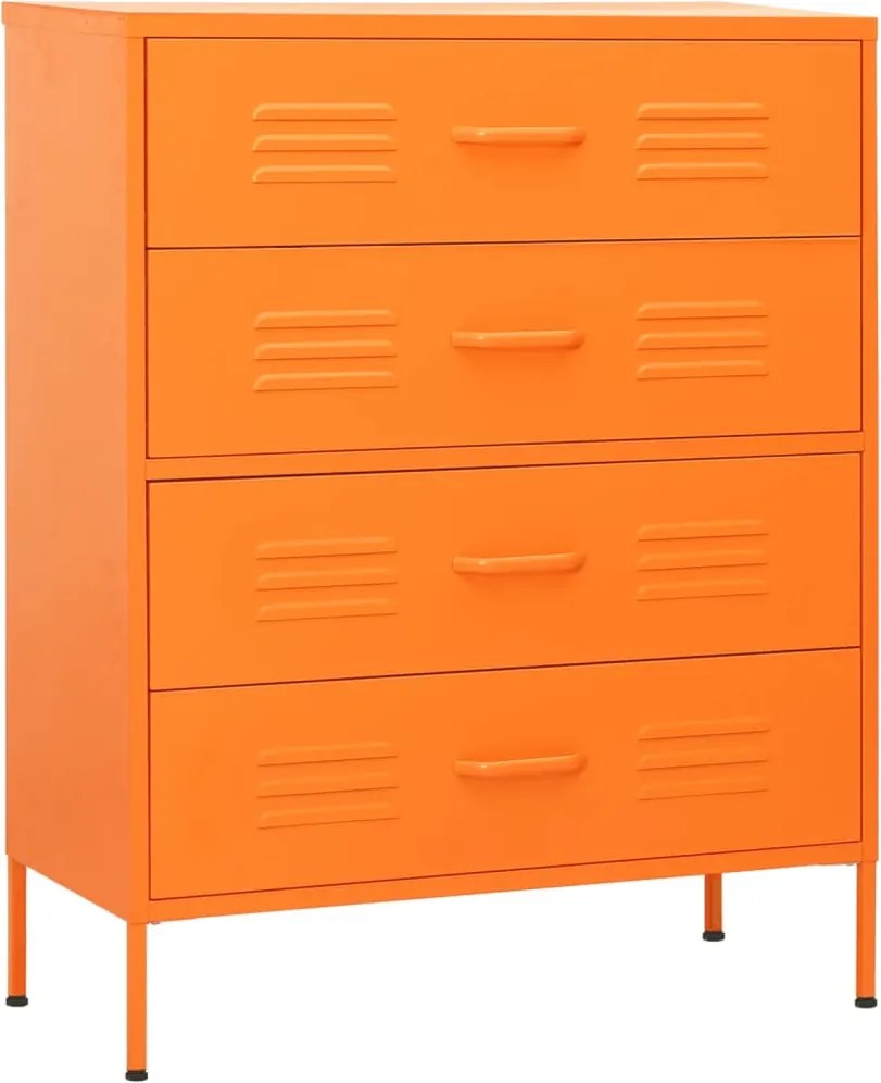 vidaXL Comodă cu sertare, portocaliu, 80x35x101,5 cm, oțel