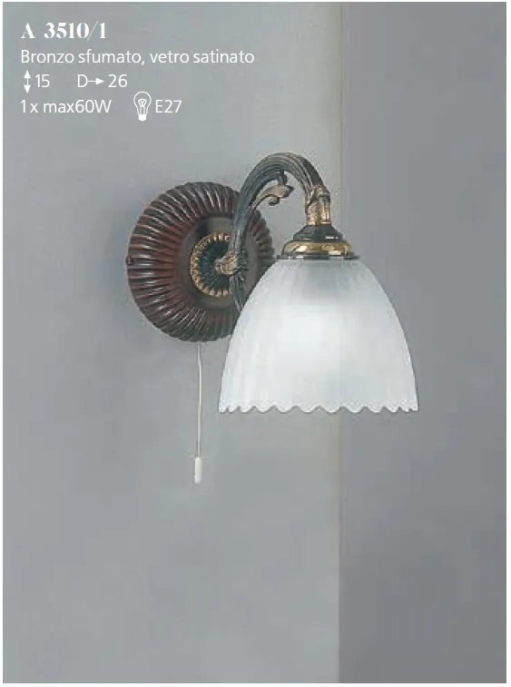Aplica de perete design italian din alama cu lemn 3510
