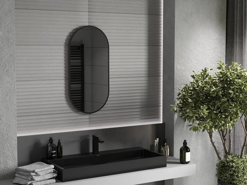 Mexen Loft oglindă de baie ovală 80 x 40 cm, ramă neagră - 9851-080-040-000-70