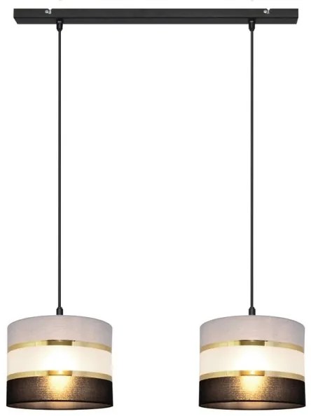 Lustră pe cablu HELEN 2xE27/15W/230V neagră/gri/aurie