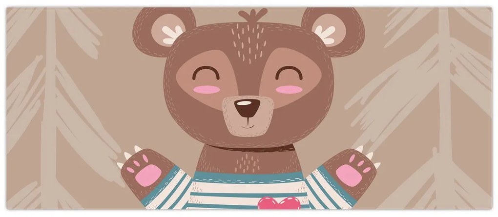 Tablou - Ursuleț de pluș în tricou cu dungi (120x50 cm)