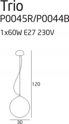 Pendul diam.30cm, H-120cm, Trio negru P0044 MX