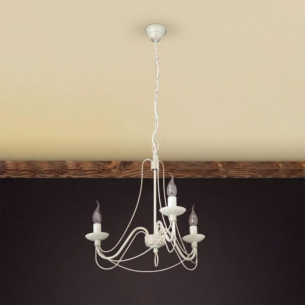 Candelabru design rustic cu 3 brate Vela, ivory