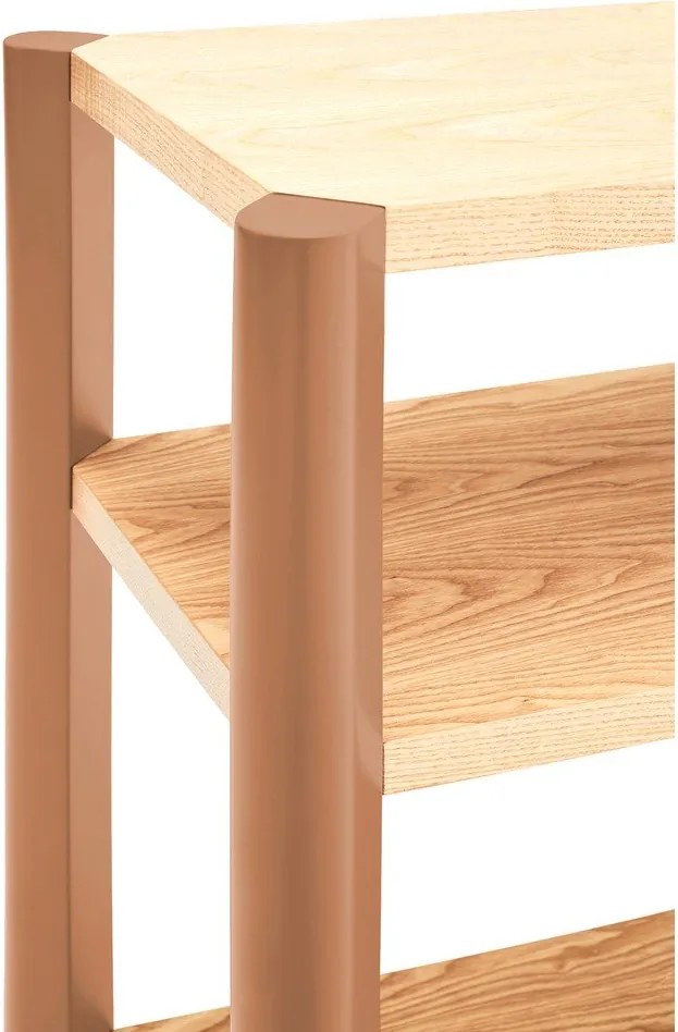 Etajeră cărămizie/în culoare naturală deschisă cu aspect de lemn de stejar 126x59x43 cm Bona – Teulat