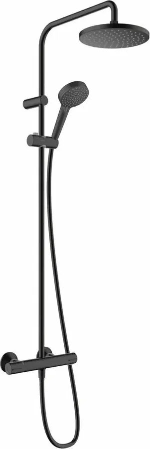 Coloana de dus cu baterie termostatata negru mat Hansgrohe Vernis Blend 200 cu 2 functii