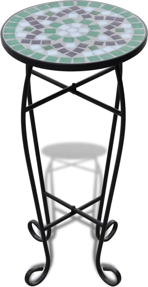 vidaXL Masă laterală cu mozaic pentru plante, verde și alb