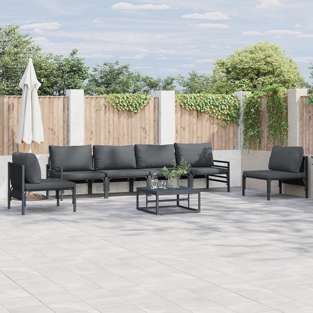 vidaXL Set de canapele pentru grădină 7 pcs Antracit Oţel