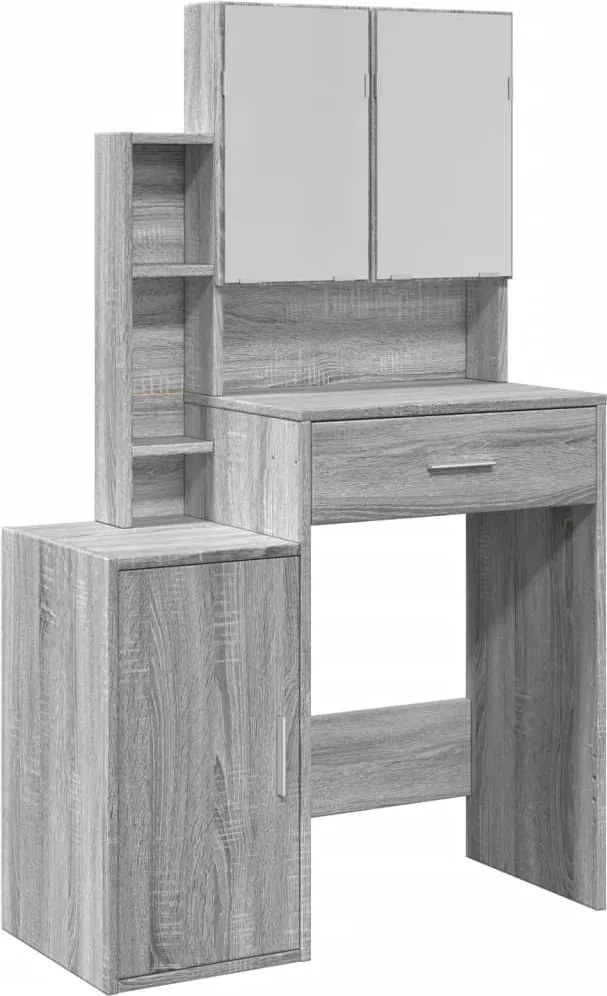 vidaXL Masă de toaletă cu dulap, sonoma gri, 80x35x132 cm