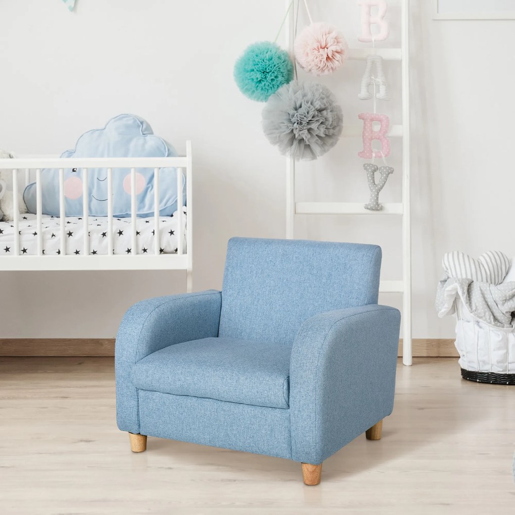 HOMCOM Scaun pentru Camera Copiilor în Material Textil Max. 65 kg 49x45x44cm Albastru | Aosom Romania