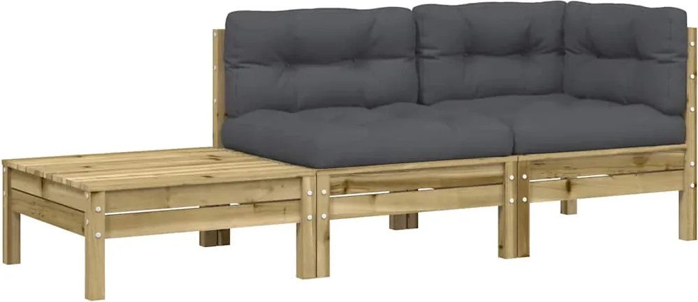 vidaXL Canapea de grădină cu perne și taburet, lemn de pin tratat