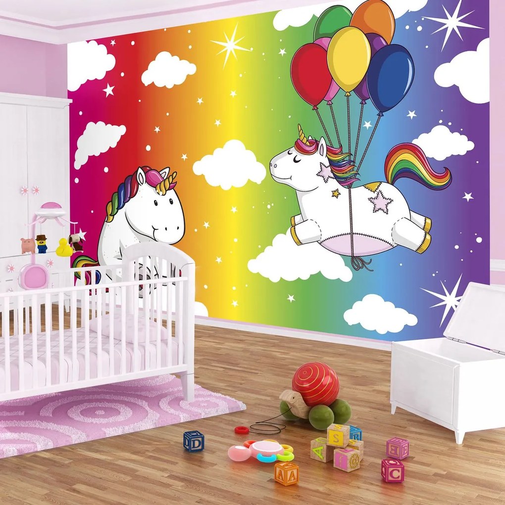 Fototapet - Unicorn - curcubeu (254x184 cm)