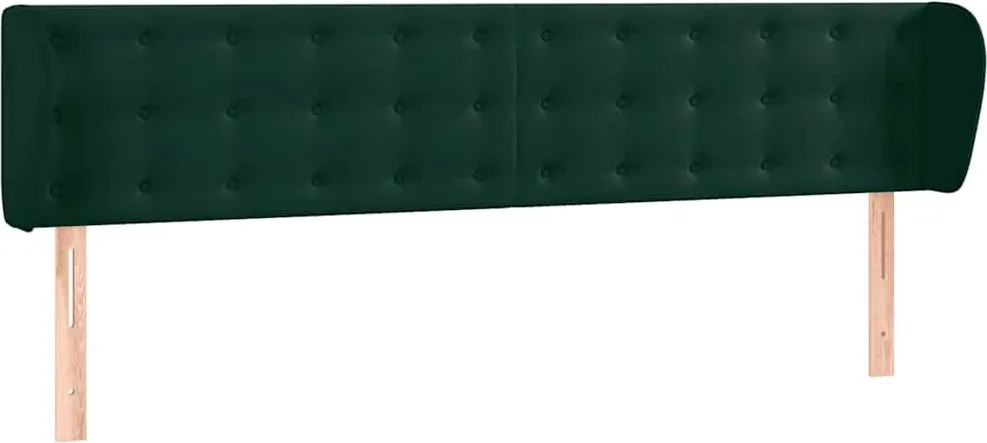 vidaXL Tăblie de pat cu aripioare verde închis 203x23x78/88 cm catifea