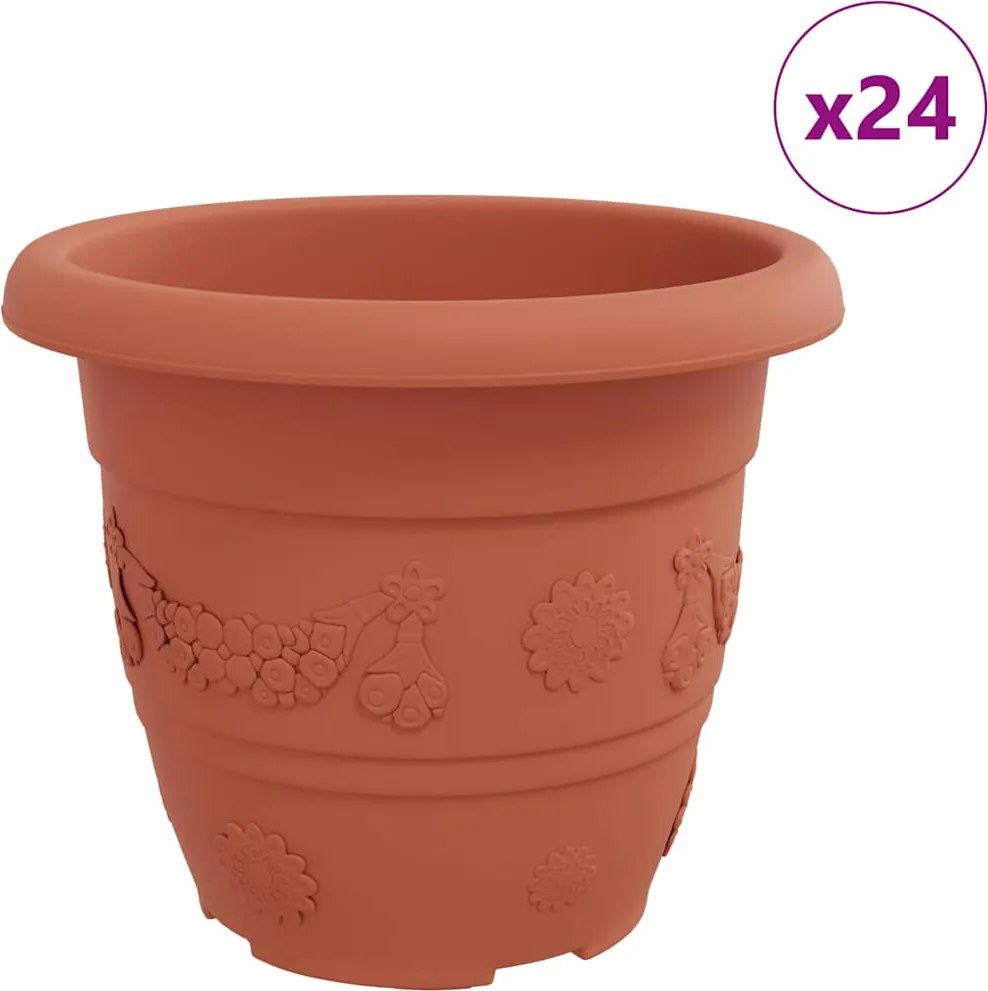 vidaXL Ghiveci rotund pentru flori 24 pcs Roșu cărămidă Ø 26 x 21.5 cm