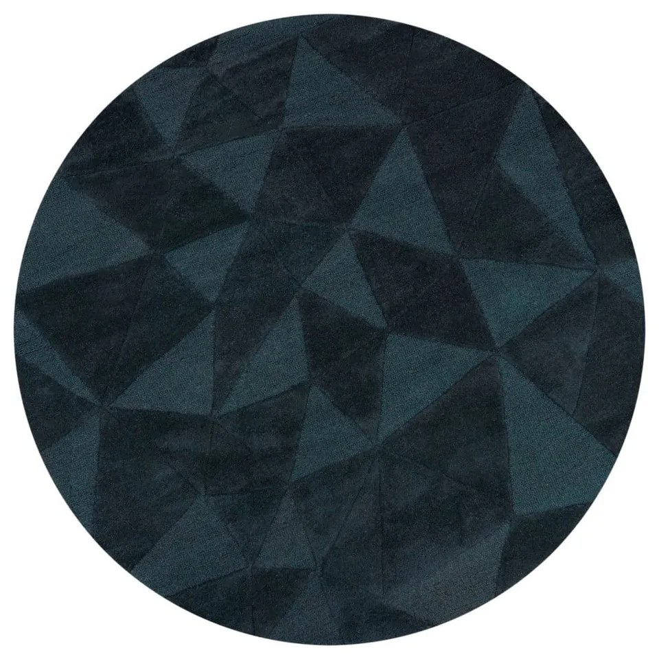 Covor albastru-verde țesut manual rotund din lână ø 160 cm Shard Teal – Flair Rugs