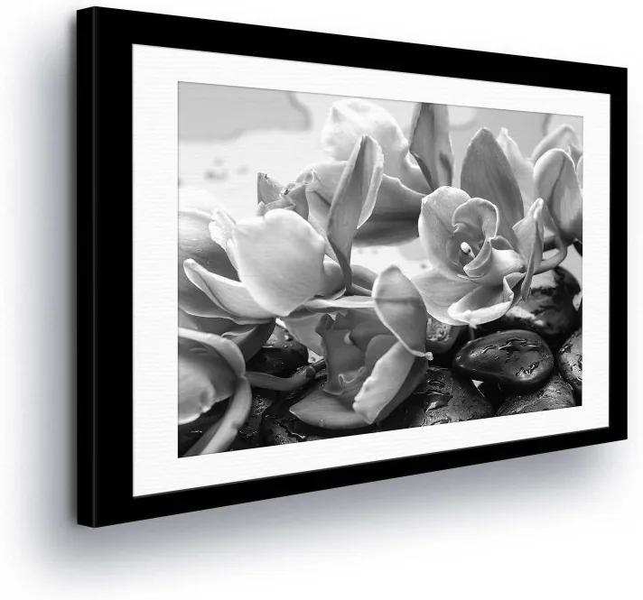 GLIX Tablou - Black and white Flowers in Paspart II 100x75 cm