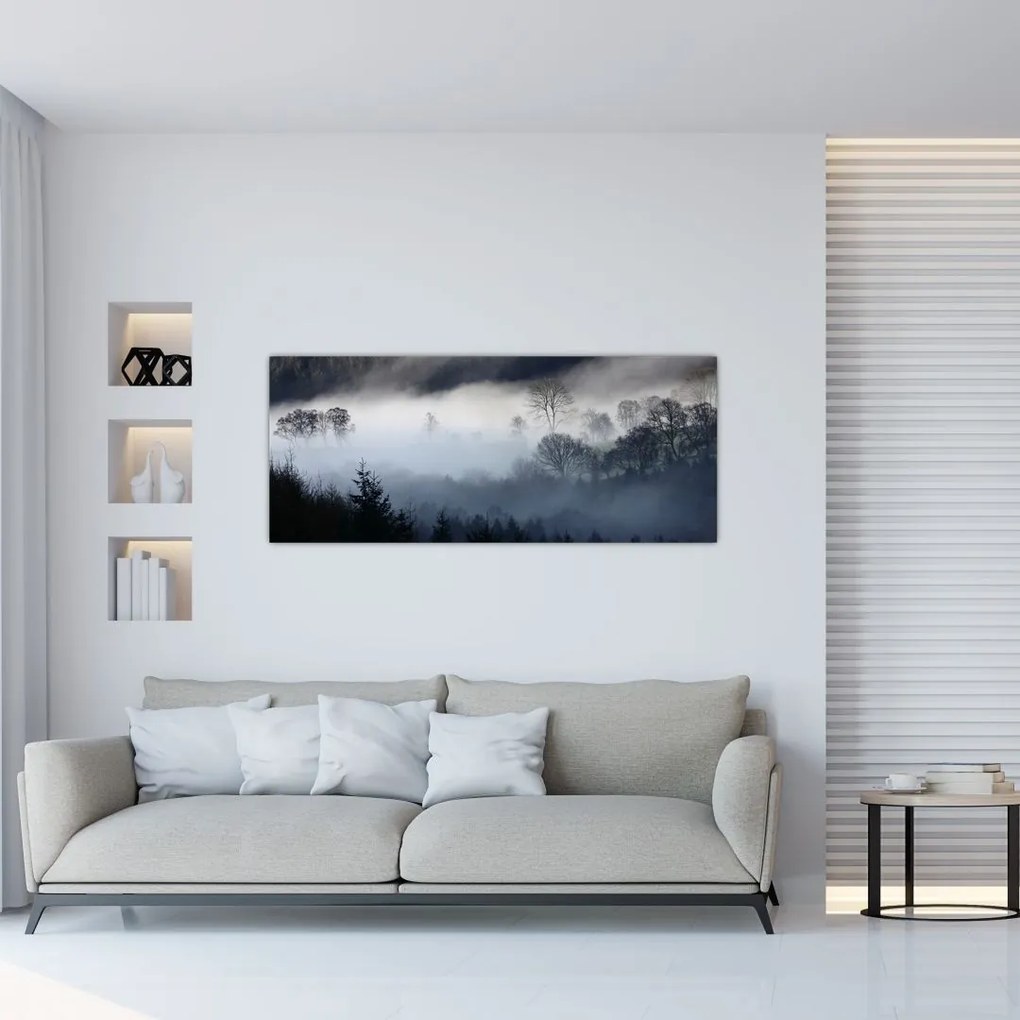 Tablou cu ceță deasupra pădurii (120x50 cm)