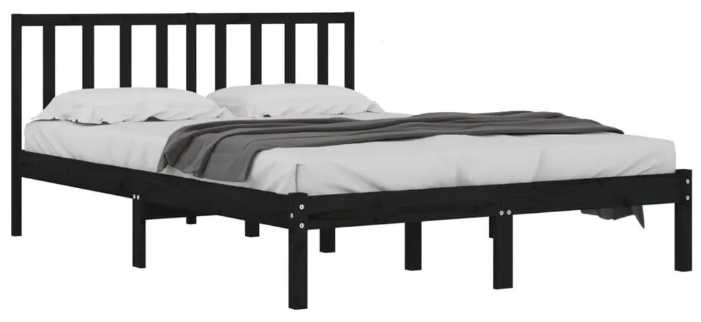 Cadru de pat Super King 6FT, negru, 180x200 cm, lemn masiv pin Negru, 180 x 200 cm