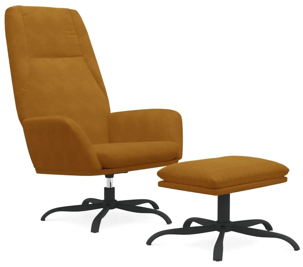 3097845 vidaXL Scaun de relaxare cu taburet, maro, catifea