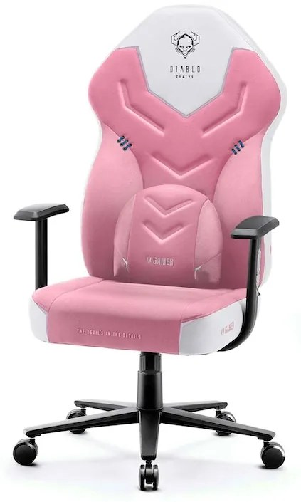 Scaun de gaming din material Diablo X-Gamer: Marshmallow Pink,Roz Diablochairs