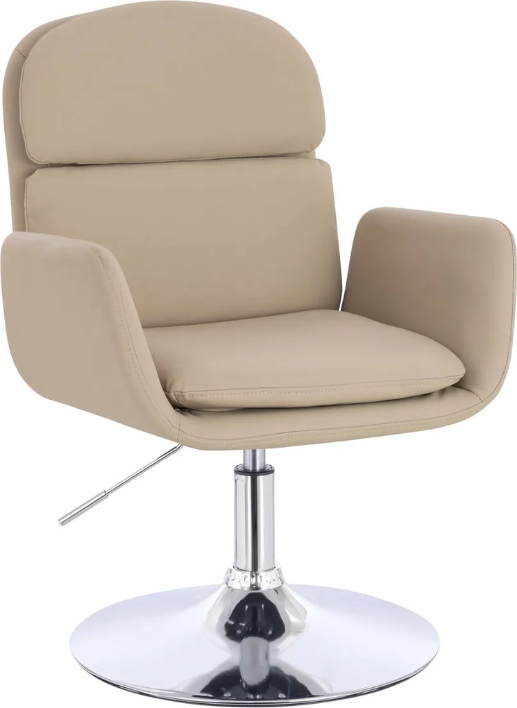 HR480N Scaun Crem Piele Ecologica Premium Soft cu Bază Cromata