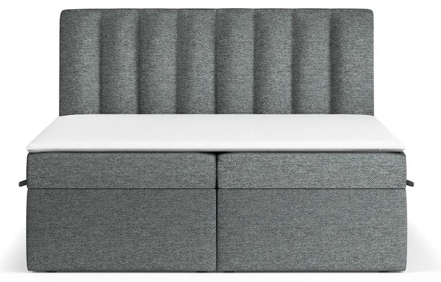Pat boxspring gri închis cu spațiu de depozitare 180x200 cm Novento – Maison de Rêve