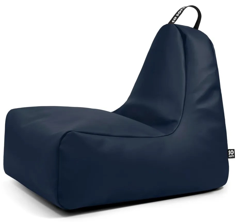 Fotoliu bean bag albastru închis cu tapițerie din imitație de piele Chill XL – So Soft?