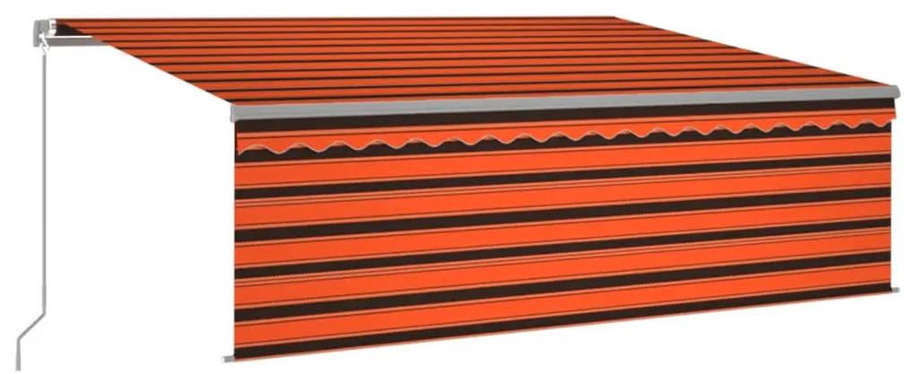 Copertina retractabila manual cu stor, portocaliumaro, 4,5x3 m portocaliu si maro, 4.5 x 3 m