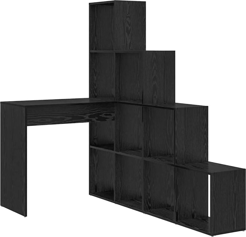 vidaXL Birou de colț cu raft Stejar Negru 101,5 x 149,5 x 149,5 cm