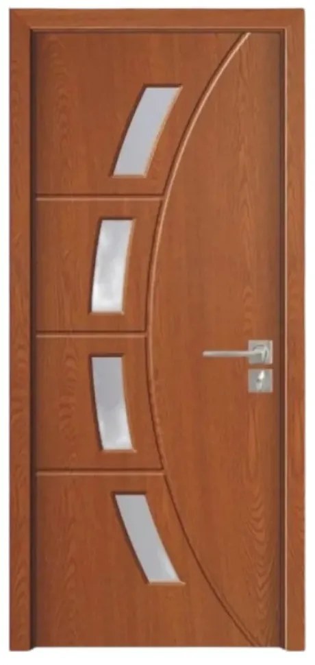 Usa Interior din MDF Novo Doors ND508, Cadru din Lemn Masiv, Geam Sablat, KIT COMPLET, Toc , Manere si balamale incluse (Culoare: Alb, Toc: Fix,