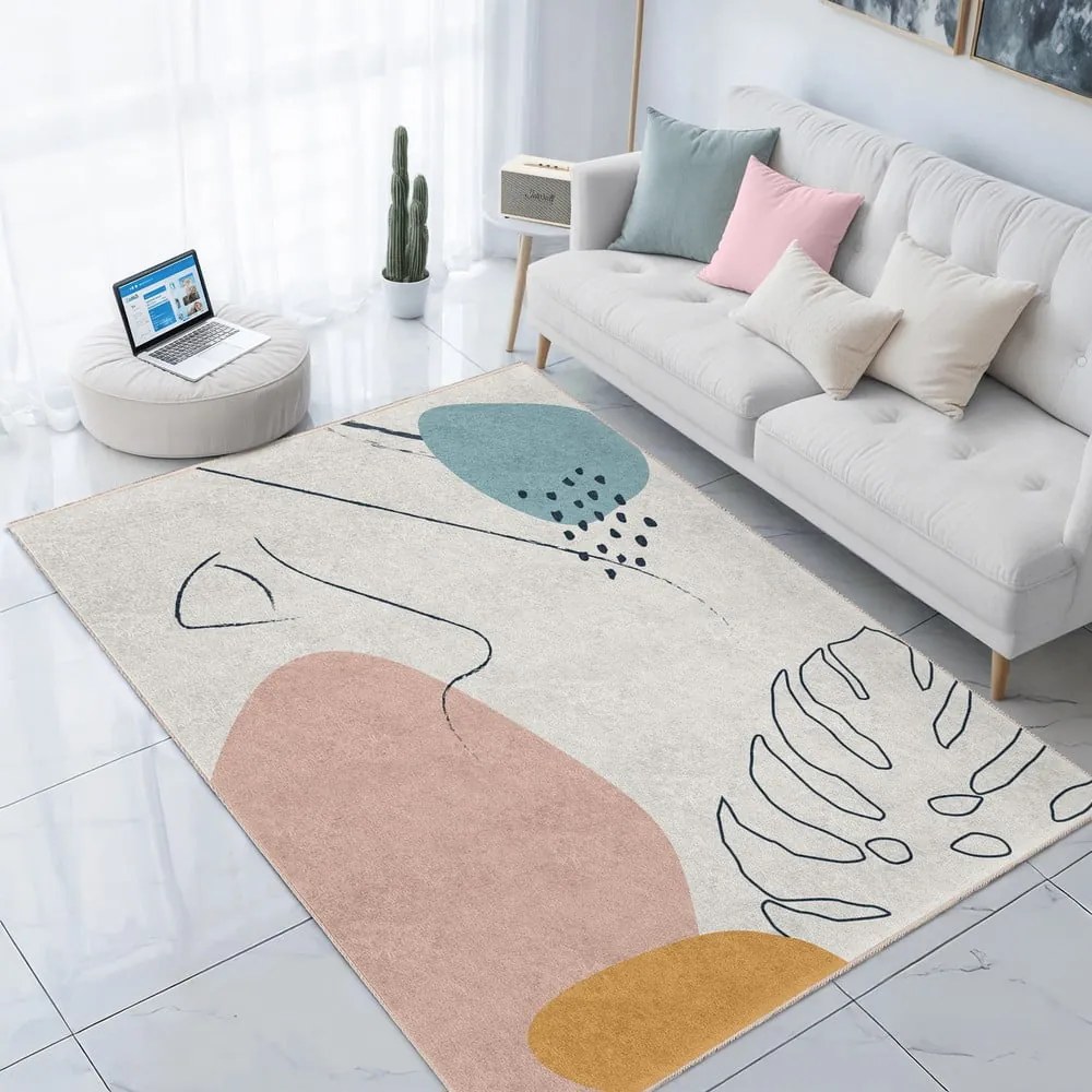 Covor crem lavabil 80x150 cm Abstract Shapes – Mila Home