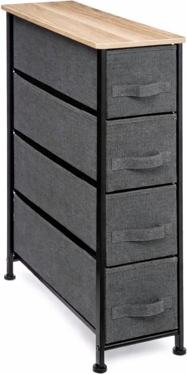 Raft de baie cu 4 sertare textile, 48x20x75 cm