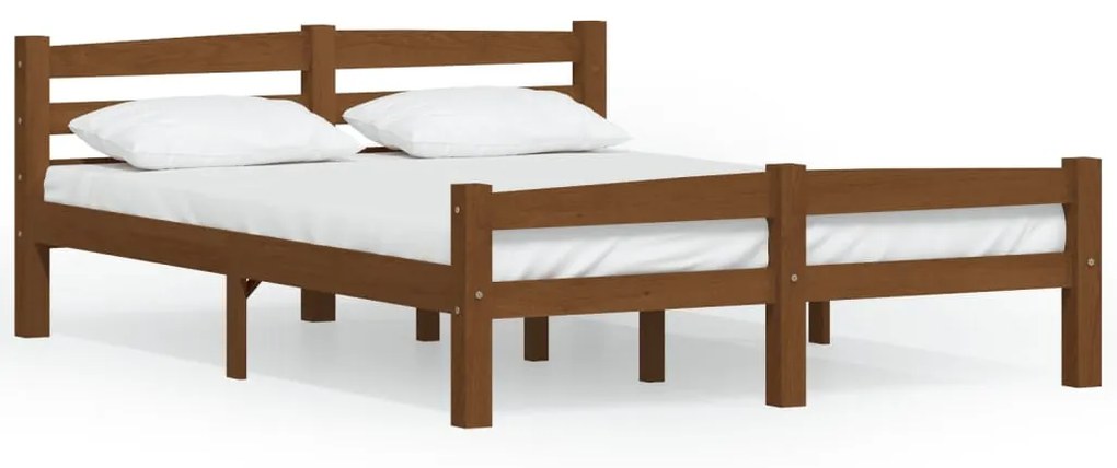 322077 vidaXL Cadru de pat, maro miere, 120x200 cm, lemn masiv de pin