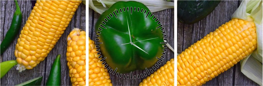 Tablou cu legume (cu ceas) (90x30 cm)