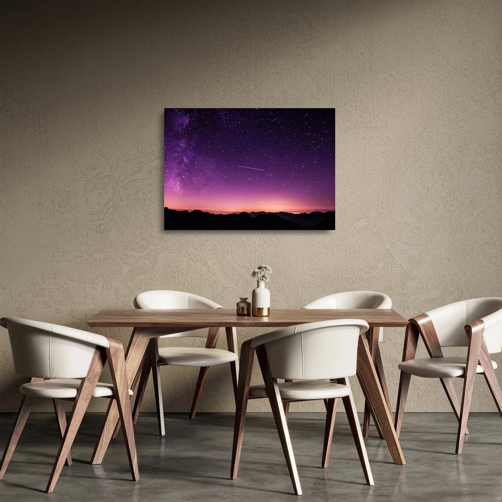 Tablou pe sticlă cu cerul și stea căzând (70x50 cm)