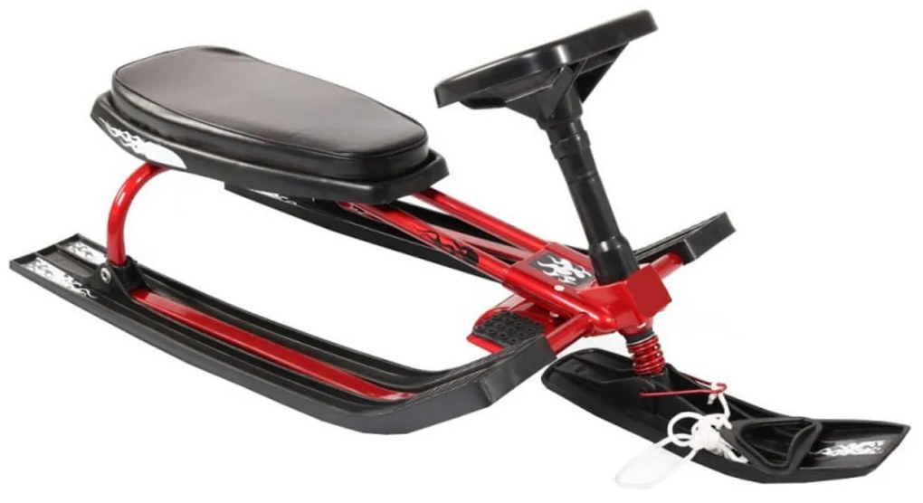 Saniuta pentru copii tip bob NOVOKIDS™ Snow Rider , maxim 50 kg, cadru metalic, scaun moale, dimensiuni 80X60X40 cm, amortizor fata, cu cordelina de