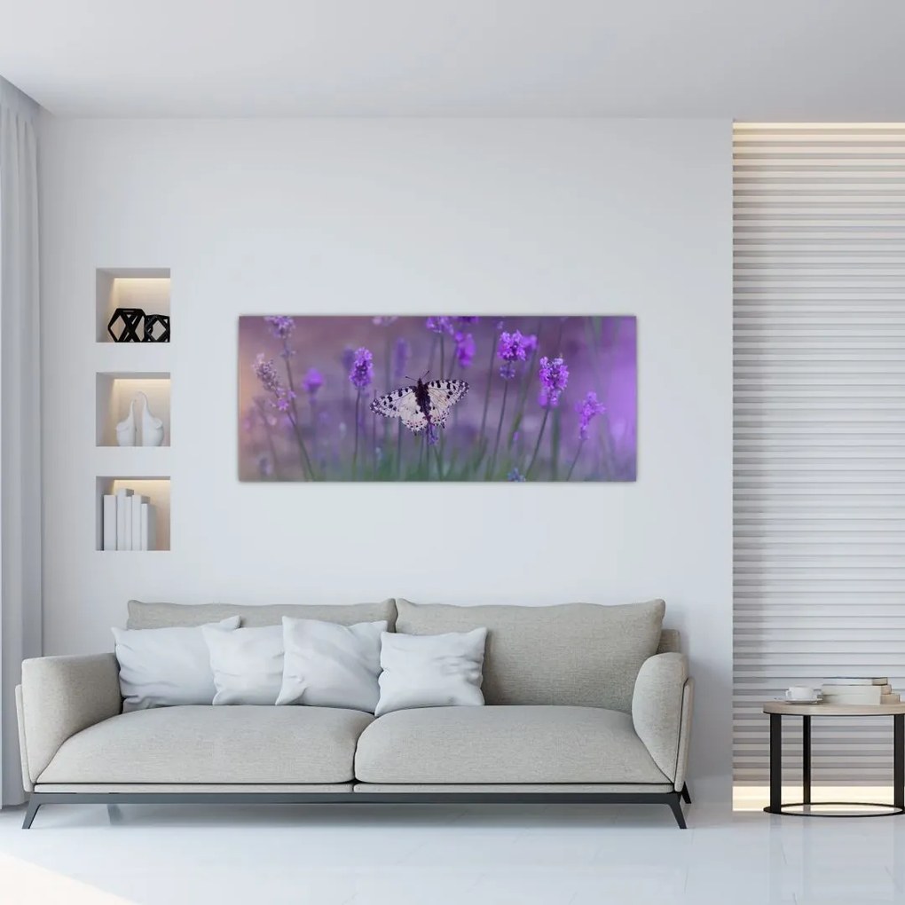 Tablou - fluture în lavandă (120x50 cm)