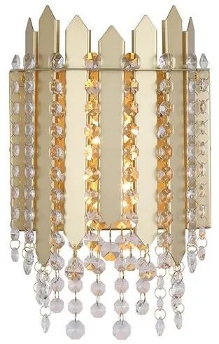 Aplica de perete metal auriu, cristale din sticla Spear