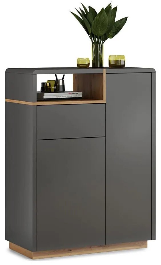 Comodă cu sertar FRED, antracit/stejar artisan