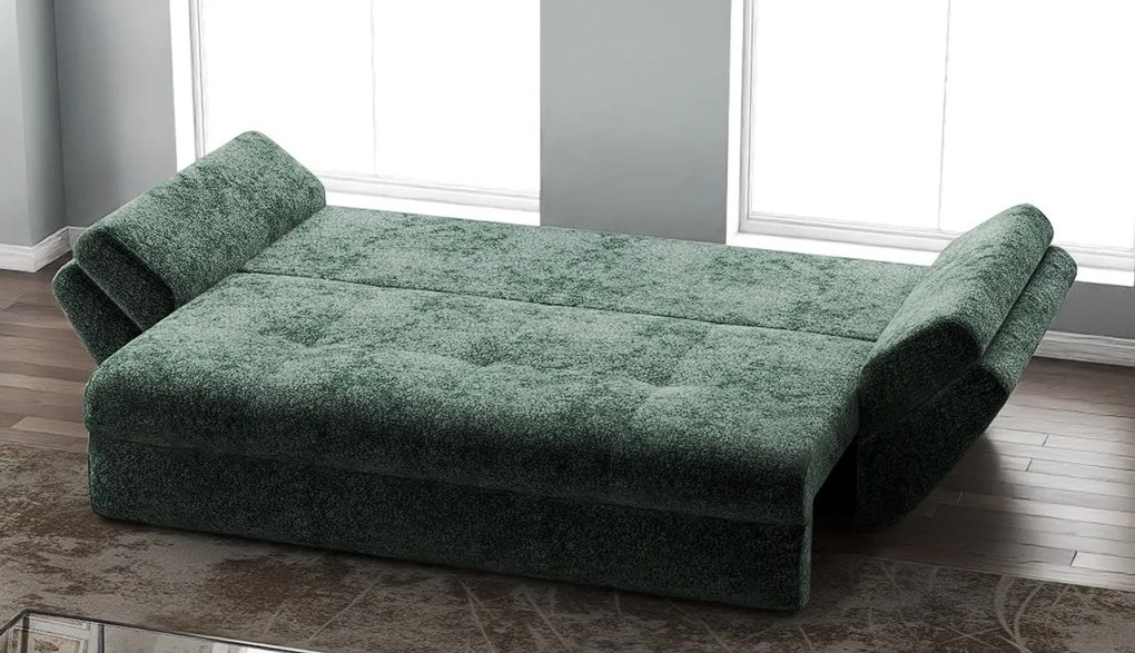 Canapea extensibilă dumonde cu ladă de depozitare si sezut confortabil din spuma high-density, Loana Euphoria Verde 250x100 cm