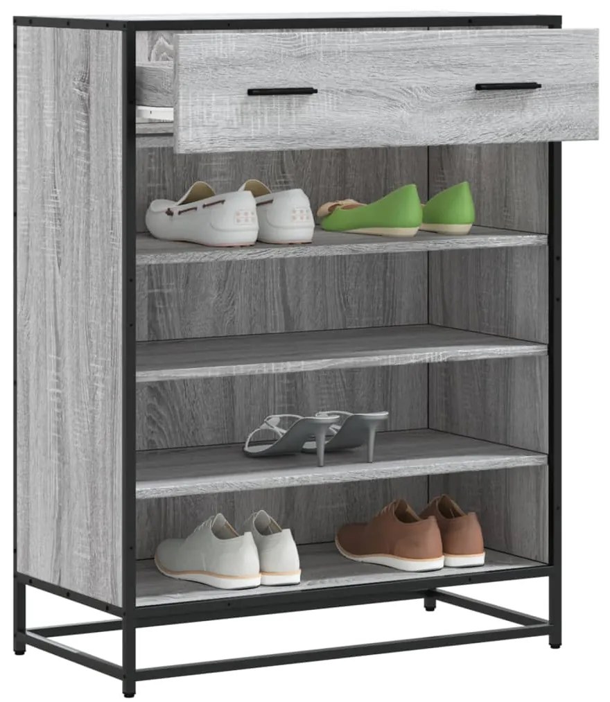vidaXL Pantofar, sonoma gri, 75x38x97,5 cm, lemn prelucrat/metal
