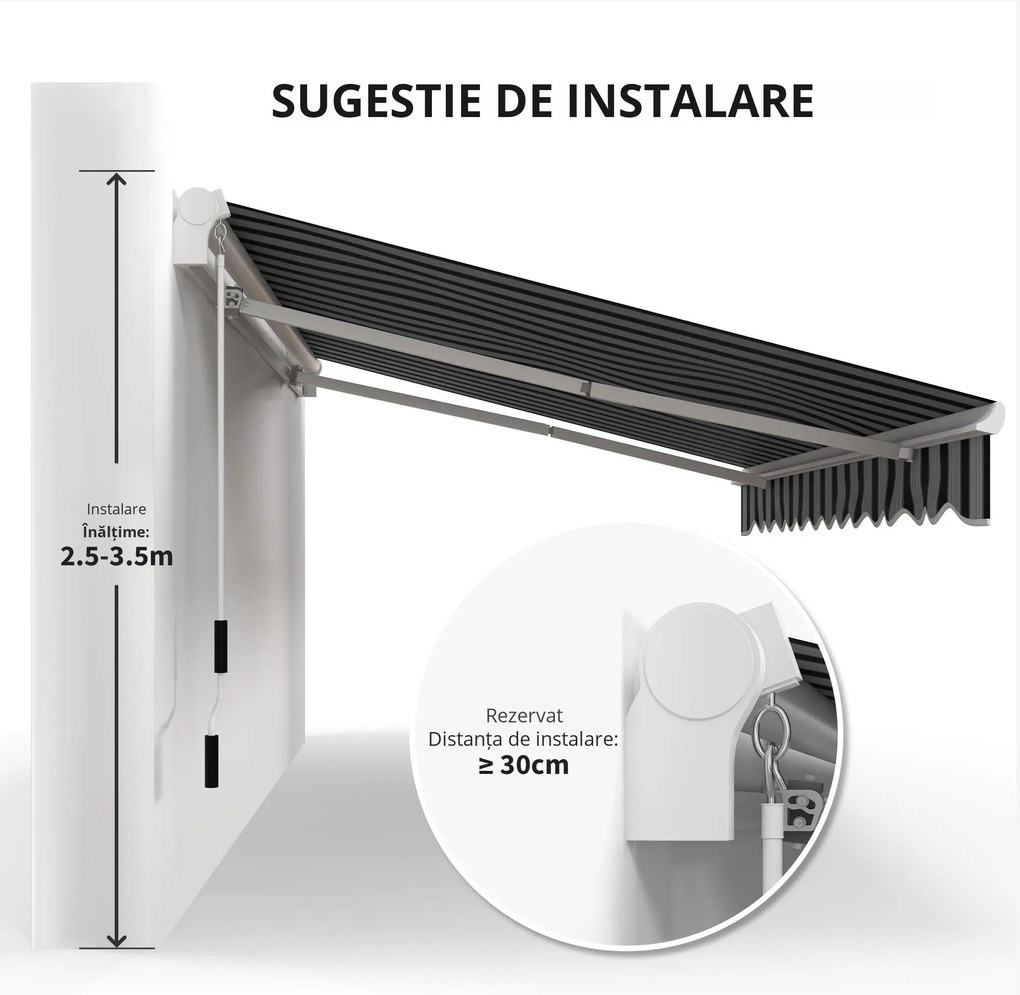 Outsunny Bază pentru Umbrelă de Soare cu Roți și Mâner Reglabil, 395x245 cm, Negru | Aosom Romania