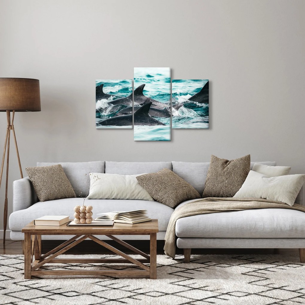 Tablou - Delfini în ocean (90x60 cm)
