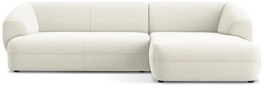 Colțar alb cu tapițerie din catifea (cu colț pe partea dreaptă) Moana – Makamii