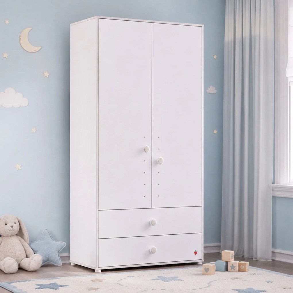 Dulap cu 2 usi pentru camera copii, Colectia Montes White
