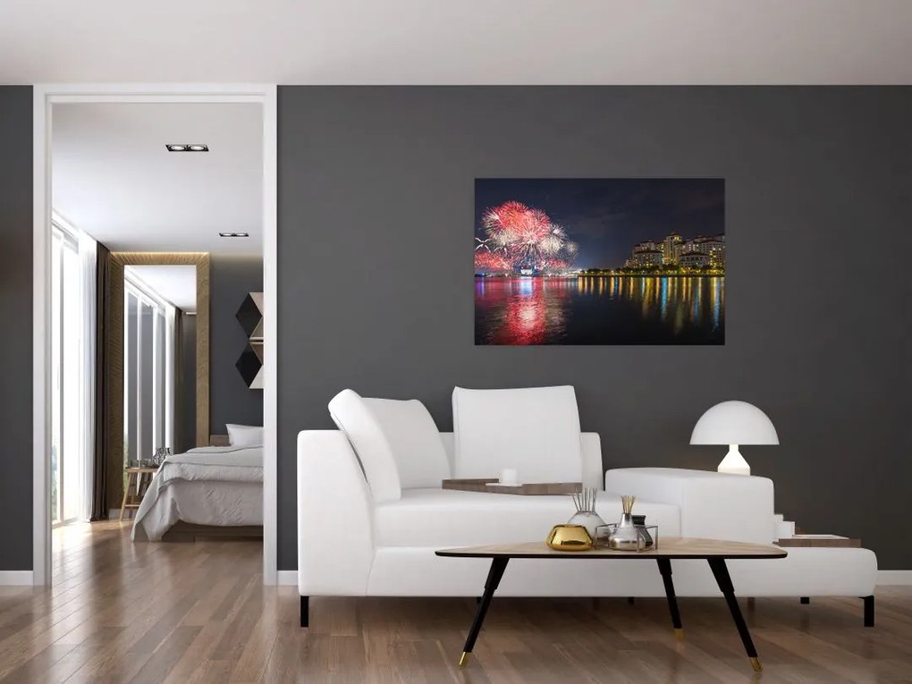 Tablou cu artificii in Singapur (90x60 cm)