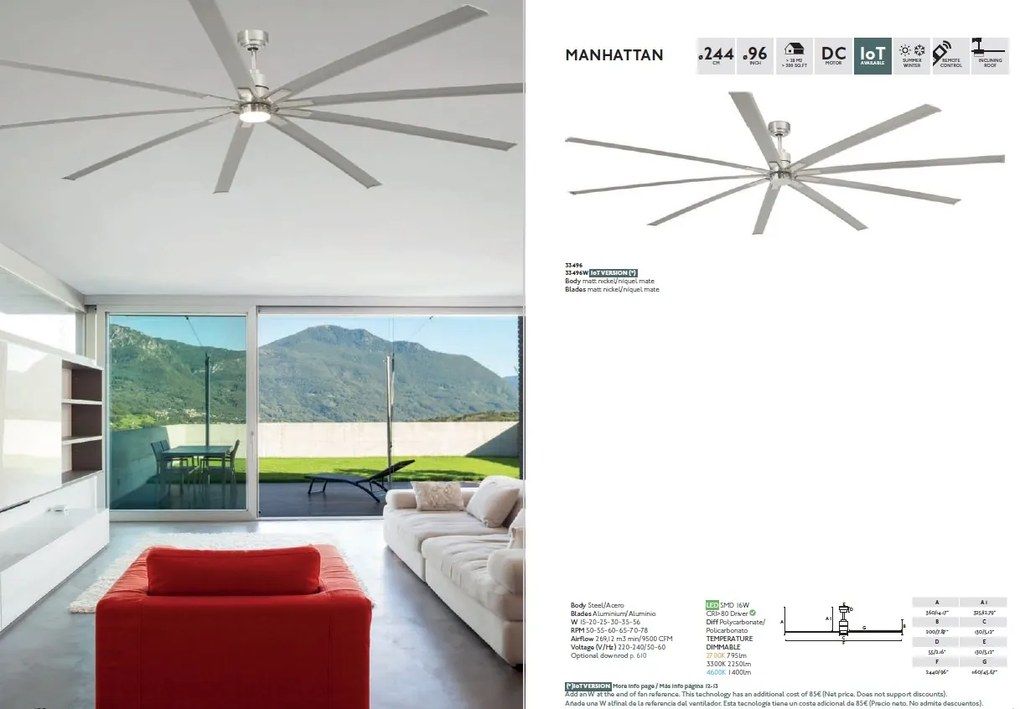 Lustra cu Ventilator extra large si telecomanda MANHATTAN LED 33496