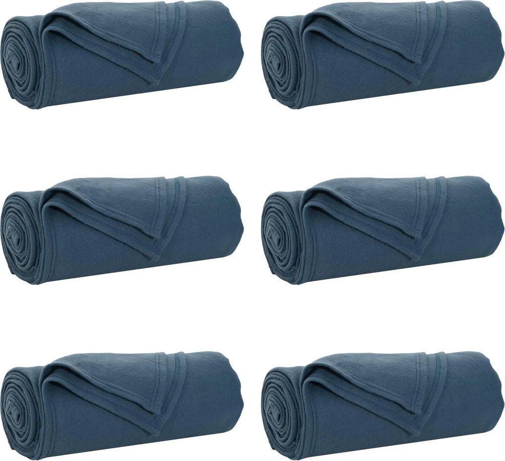 vidaXL Pături de aruncat 6 pcs Albastru marin 240 x 220 cm Molton
