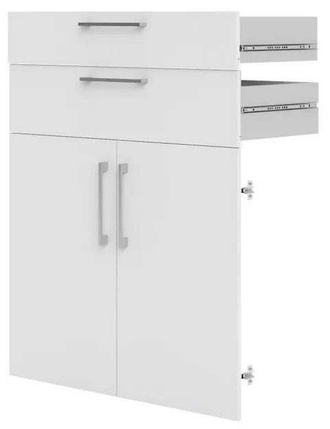 Dulap Modulo 89 x 40 x 113 cm, sertare și uși, alb