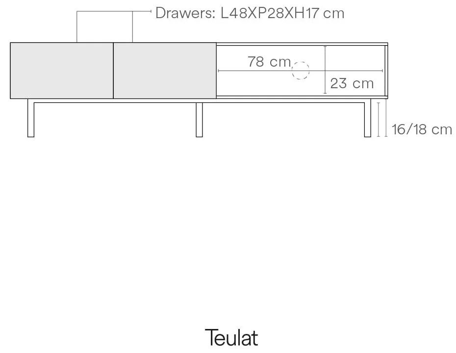 Masă TV albă/în culoare naturală cu aspect de lemn de stejar 180x45 cm Arista – Teulat